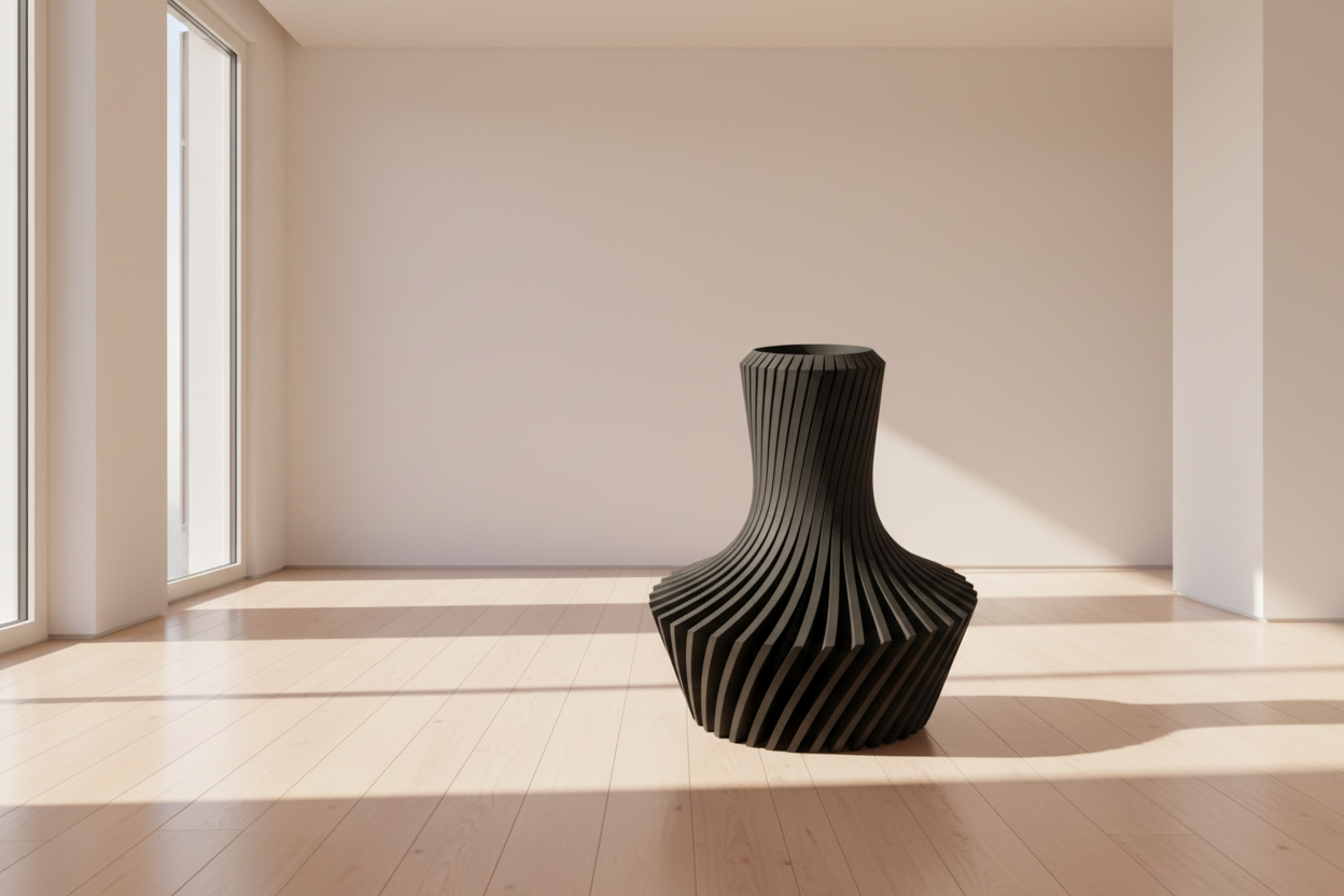 Vaso Decorativo – Texture Spirale | Design Minimalista Dark