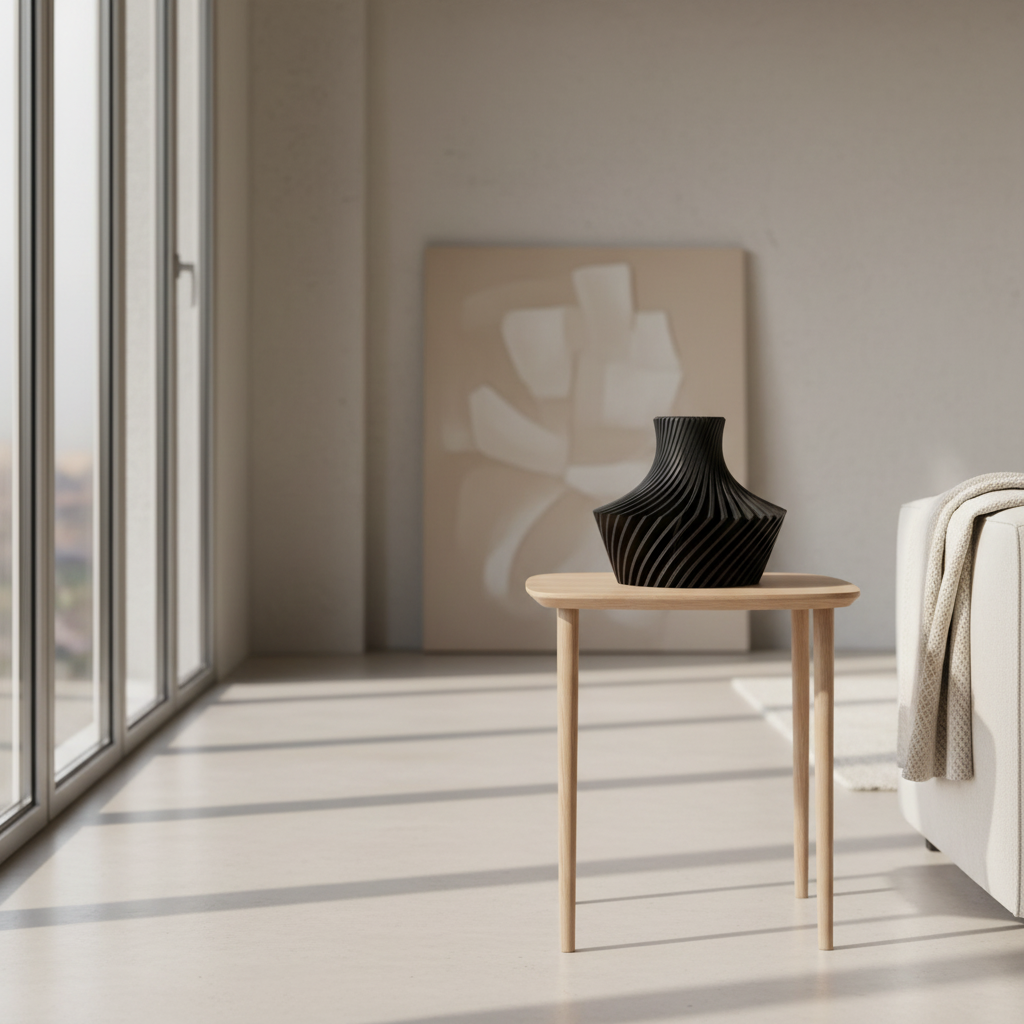 Vaso Decorativo – Texture Spirale | Design Minimalista Dark